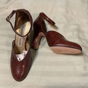 Martinez Valero Brown Snake Print Heels